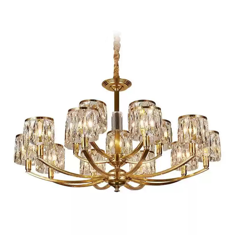 Crystal Column Brass Chandelier