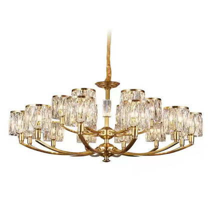 Crystal Column Brass Chandelier