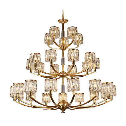 Crystal Column Brass Chandelier