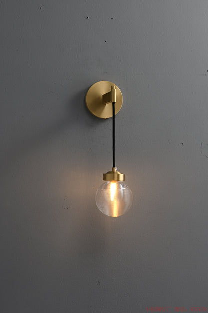 Single crystal ball brass wall sconce