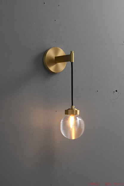 Single crystal ball brass wall sconce