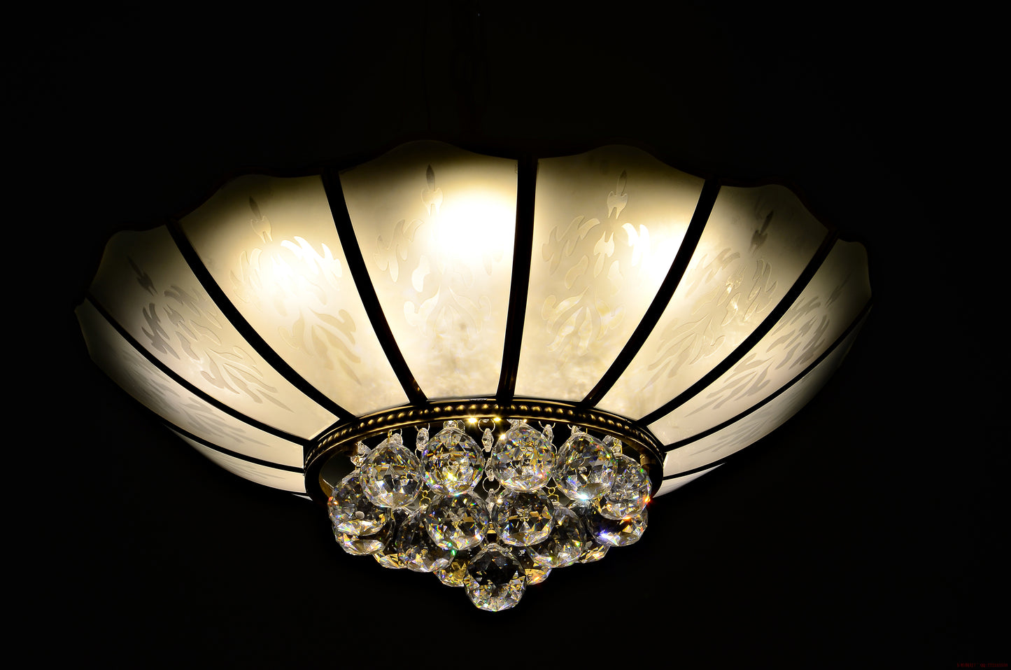 Brass crystal ceiling light
