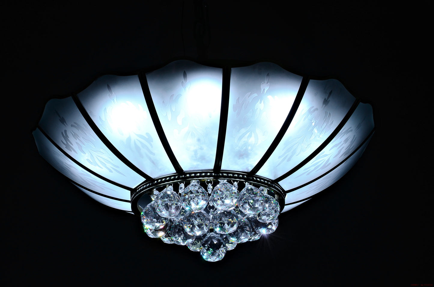 Brass crystal ceiling light