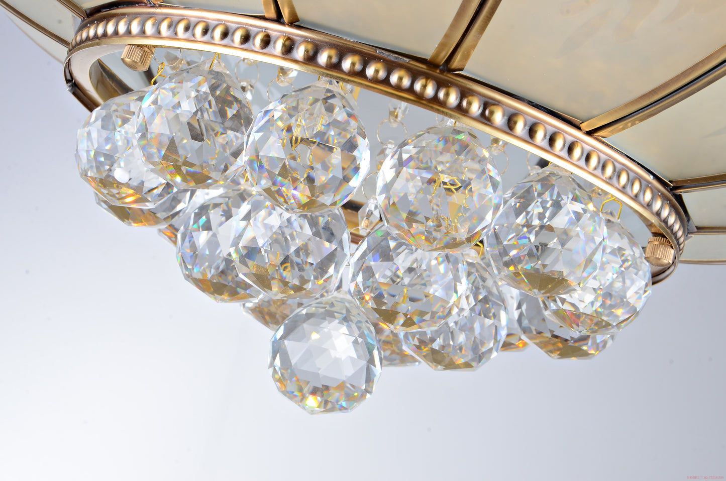 Brass crystal ceiling light