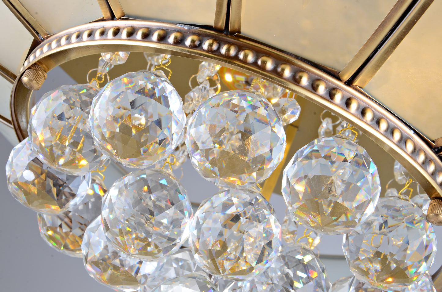 Brass crystal ceiling light