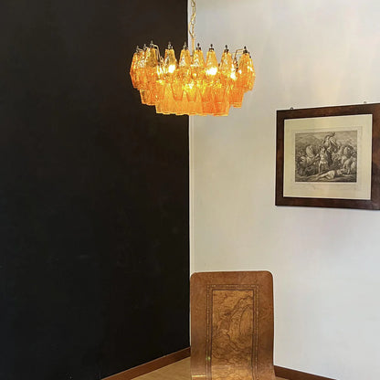 Poliedri Murano Amber Chandelier