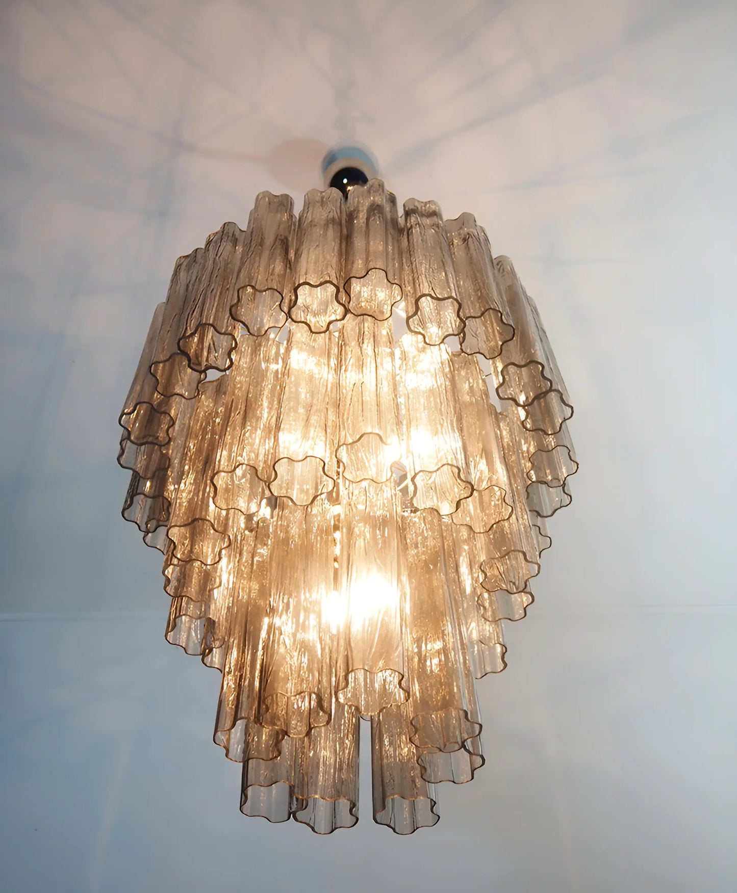 Elegant Smoke Murano Glass Tube Chandelier
