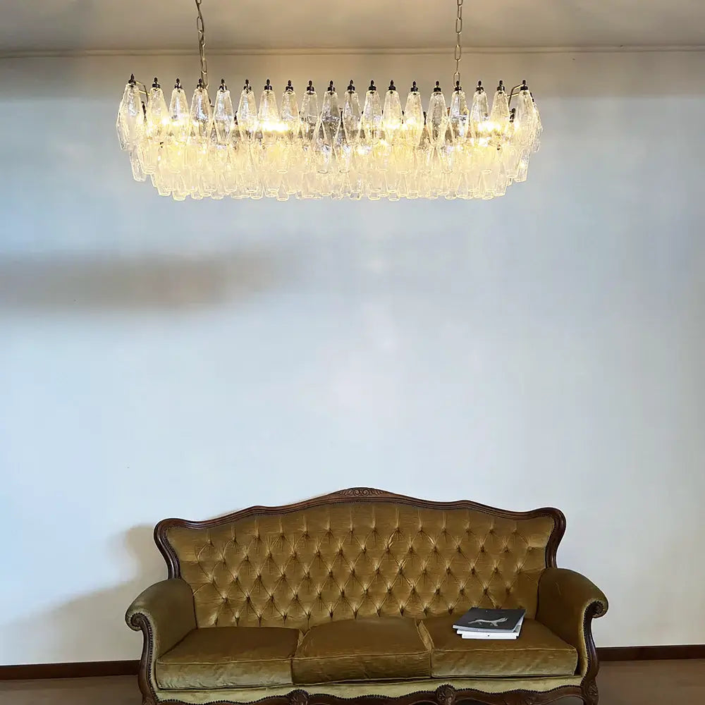 Elegant Transparent Murano Poliedri Chandelier