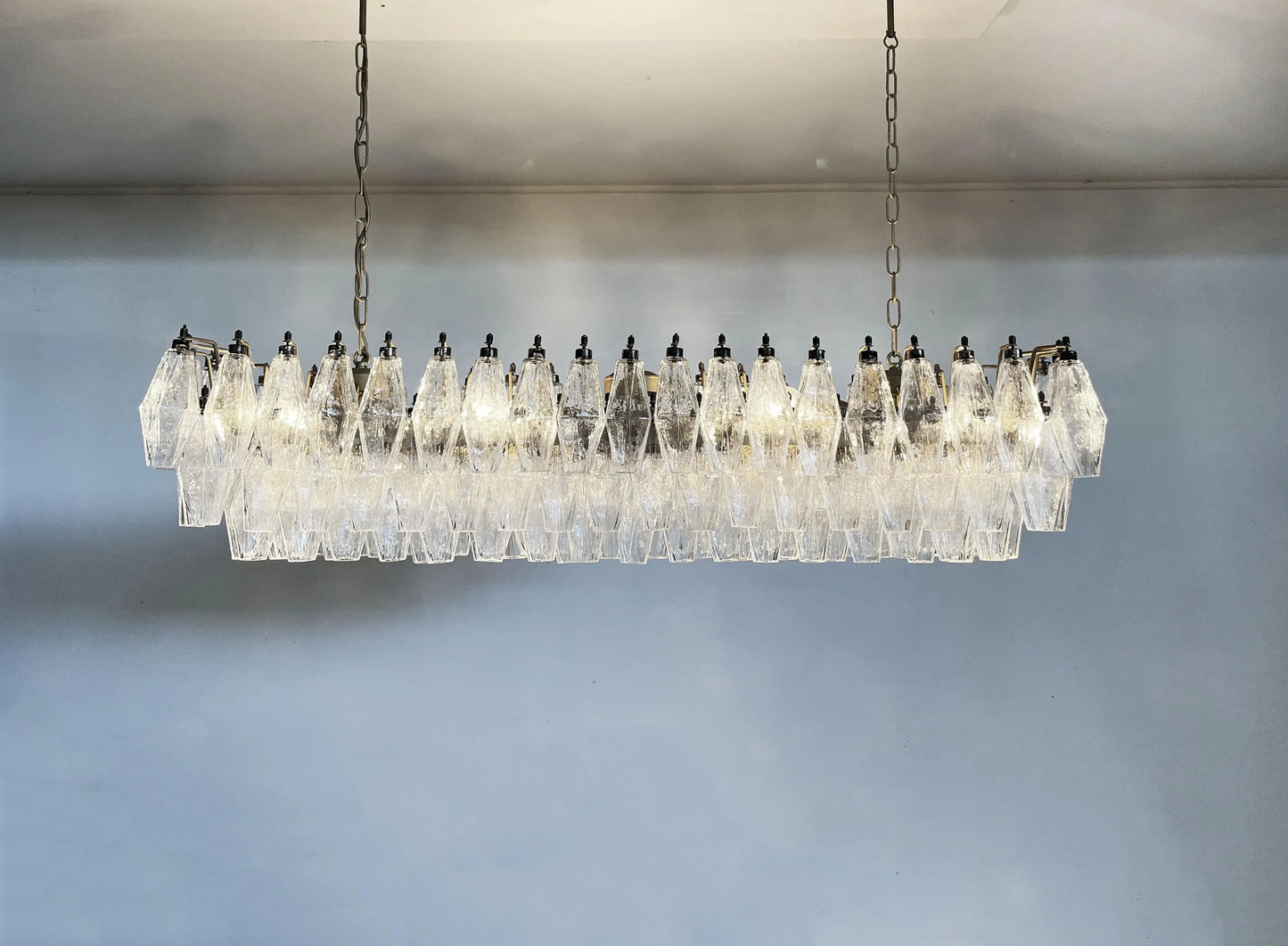 Elegant Transparent Murano Poliedri Chandelier