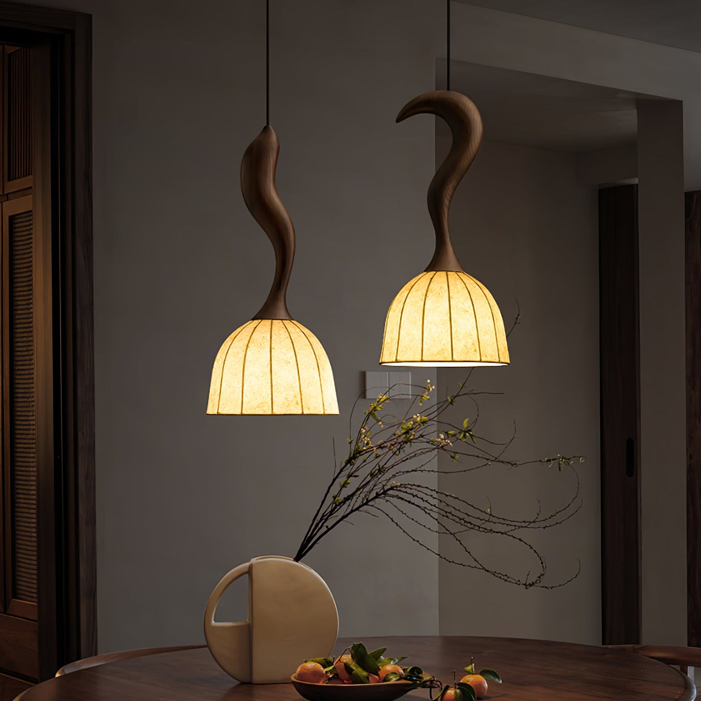 Elowen Twisted Wood Pendant Light