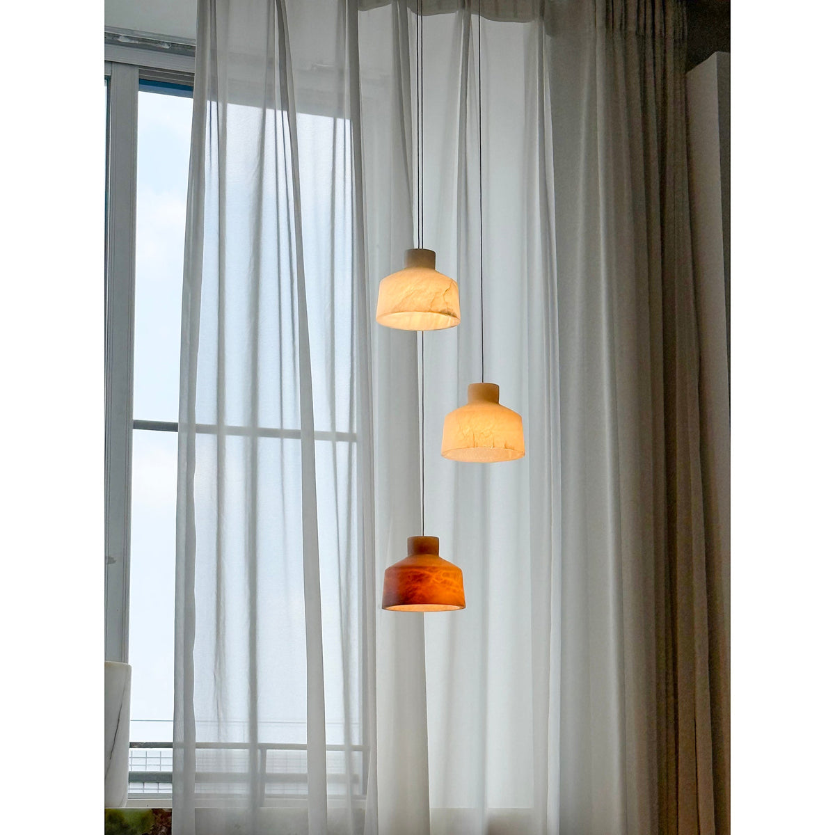 Etruscan Alabaster Pendant Lamp