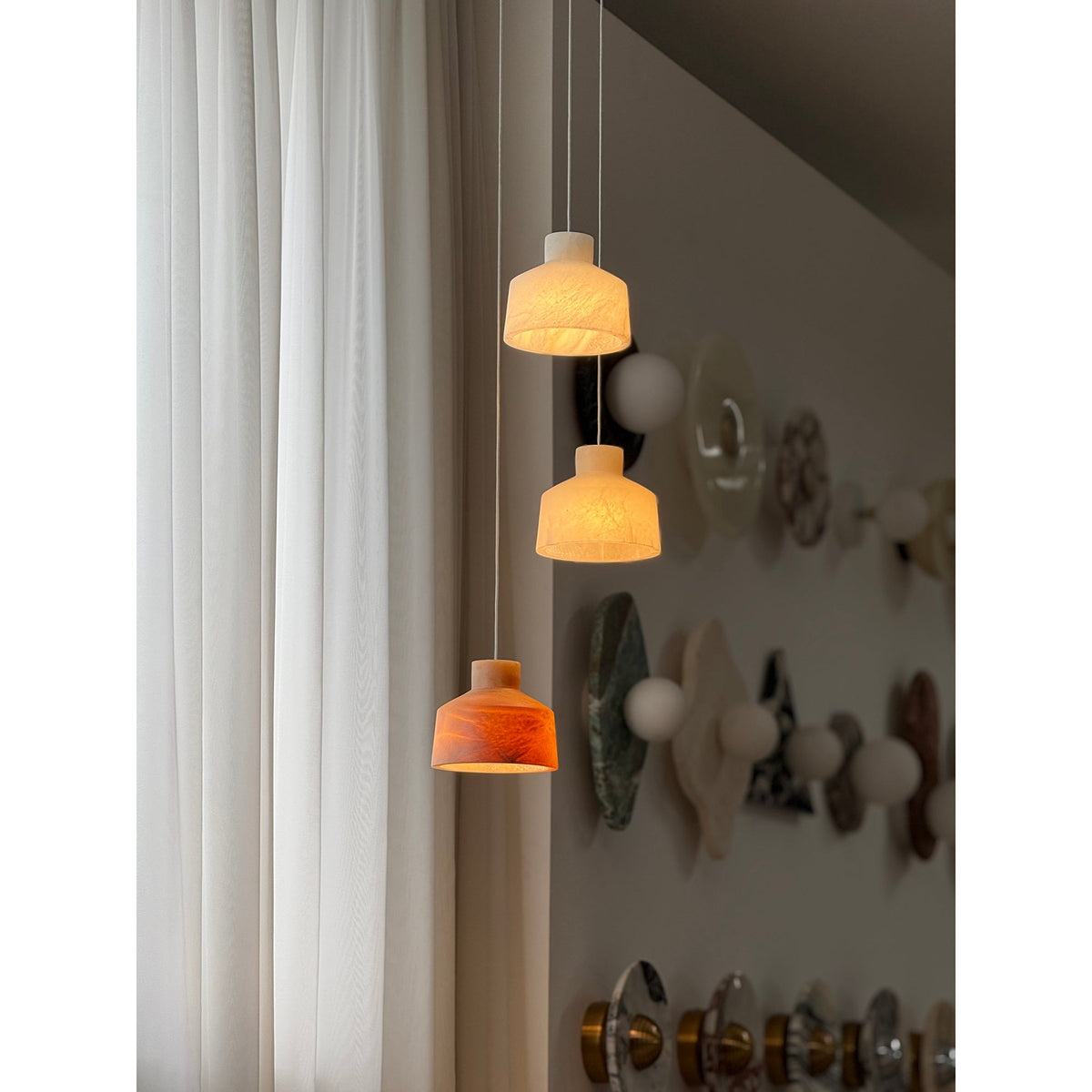 Etruscan Alabaster Pendant Lamp