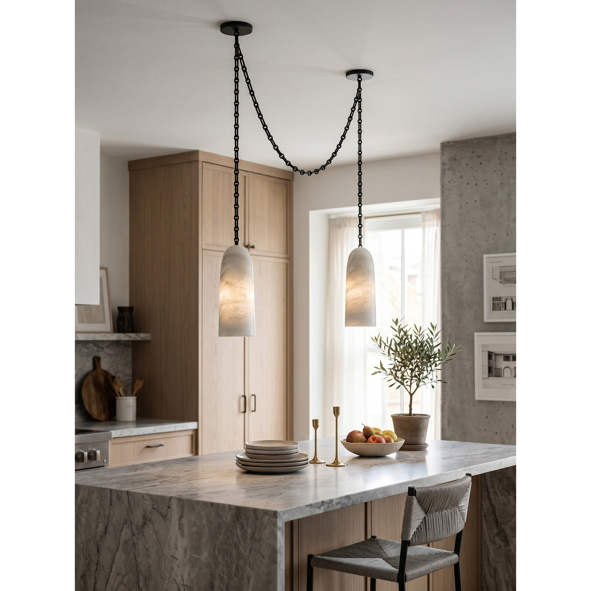 Figure Spanish Chain Alabaster Chandelier