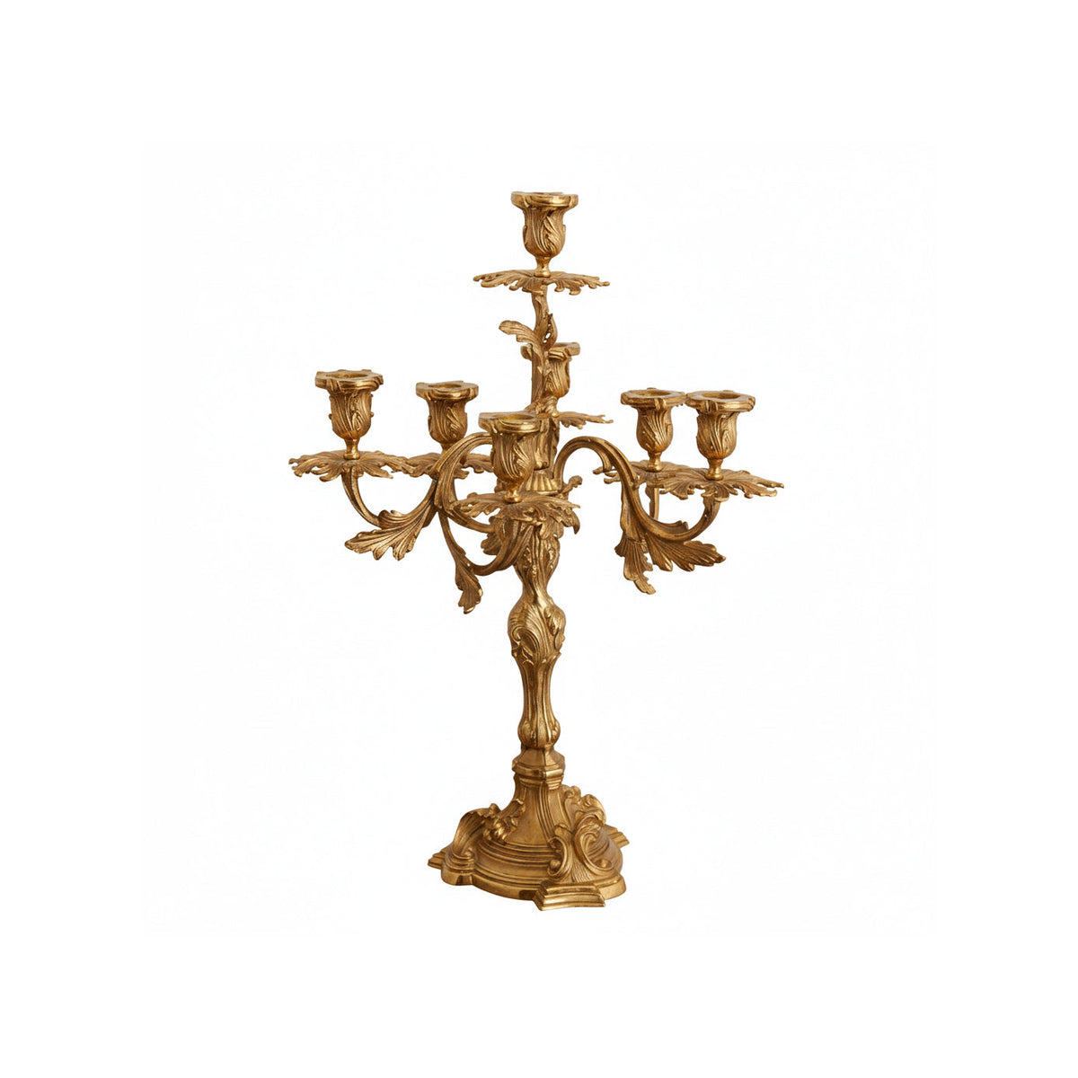 French Brass Seven-Light Candelabra