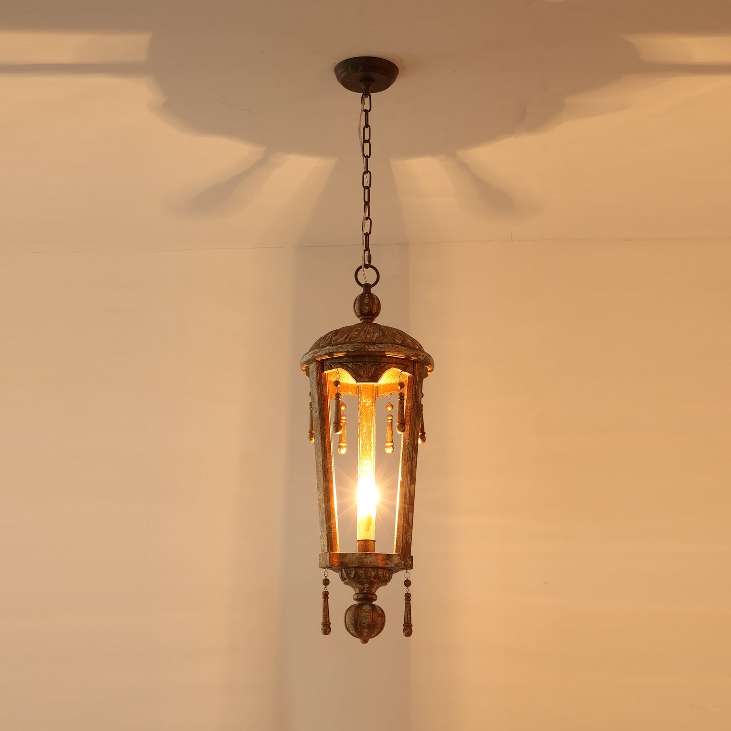 French Woodcarving Lantern Pendant Lamp