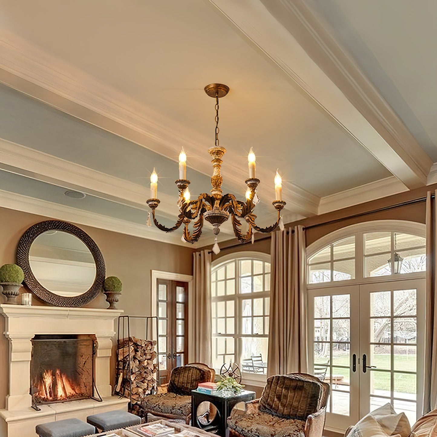 Giltwood Wood Chandelier