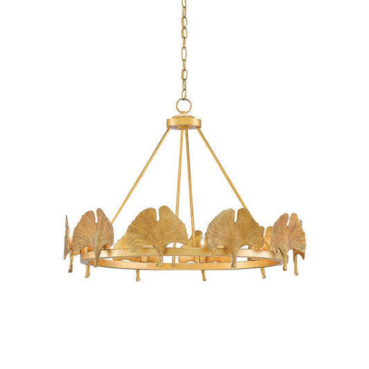 Gold Foil Ginkgo Leaf Chandelier