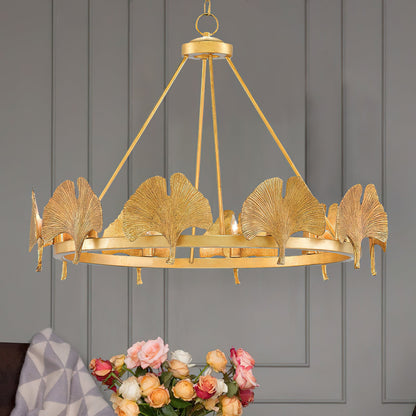 Gold Foil Ginkgo Leaf Chandelier
