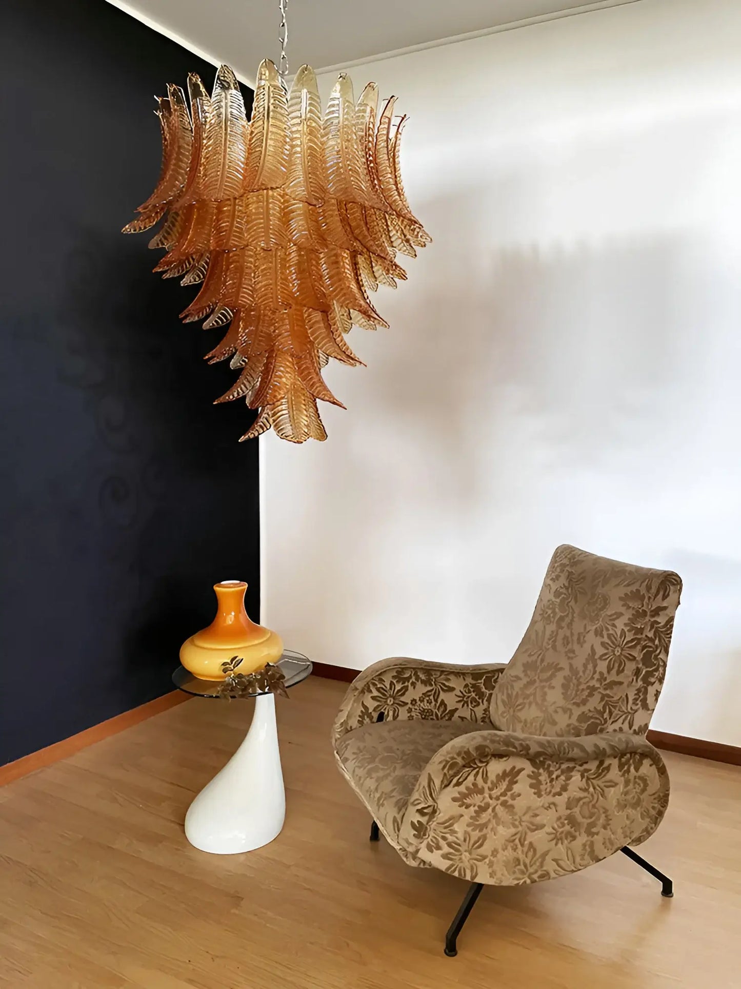 Gorgeous Murano Felci Amber Glass Chandelier