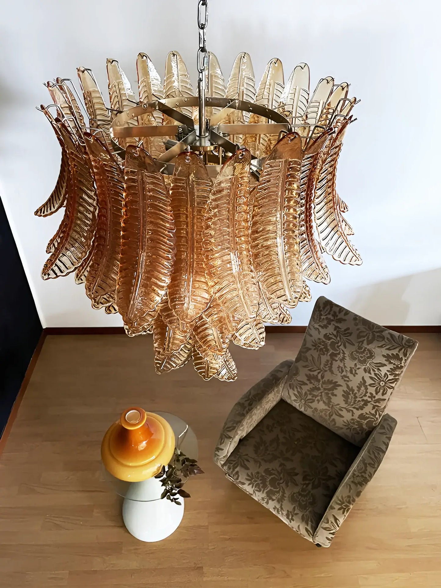 Gorgeous Murano Felci Amber Glass Chandelier