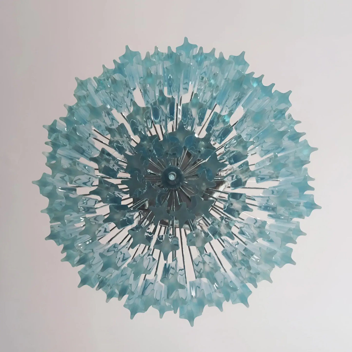 Gorgeous Murano Quadriedri Prisms Blue Chandelier