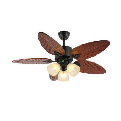 Banana Wood Leaves Ceiling Fan Light