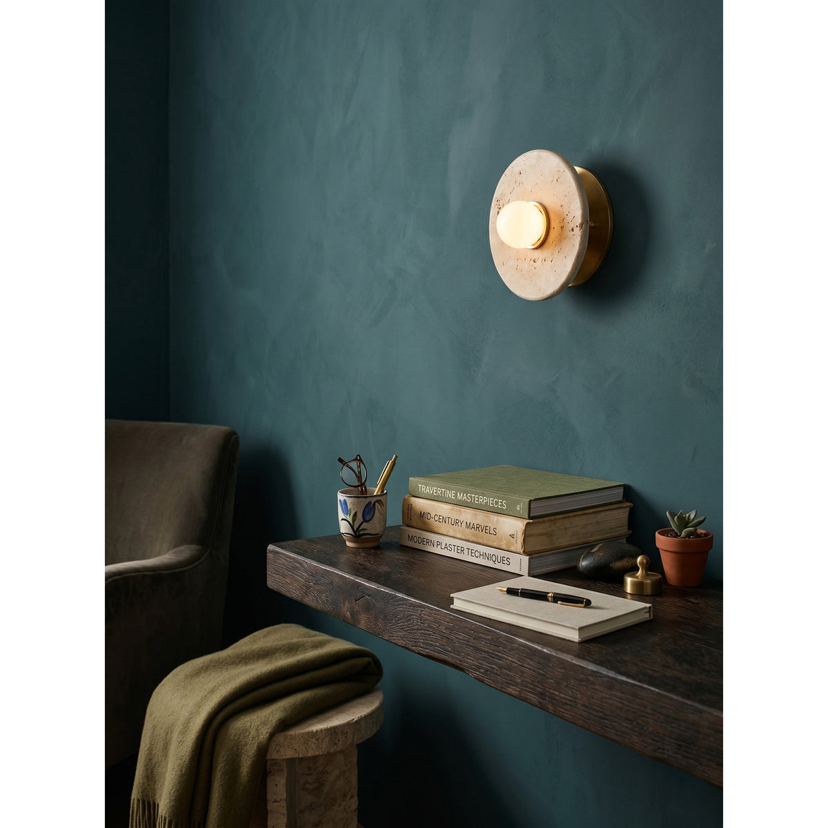 Haven Travertine Wall Sconce