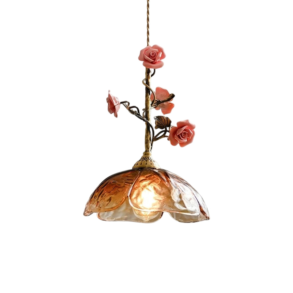 Heirloom Glass Rose Pendant Lamp