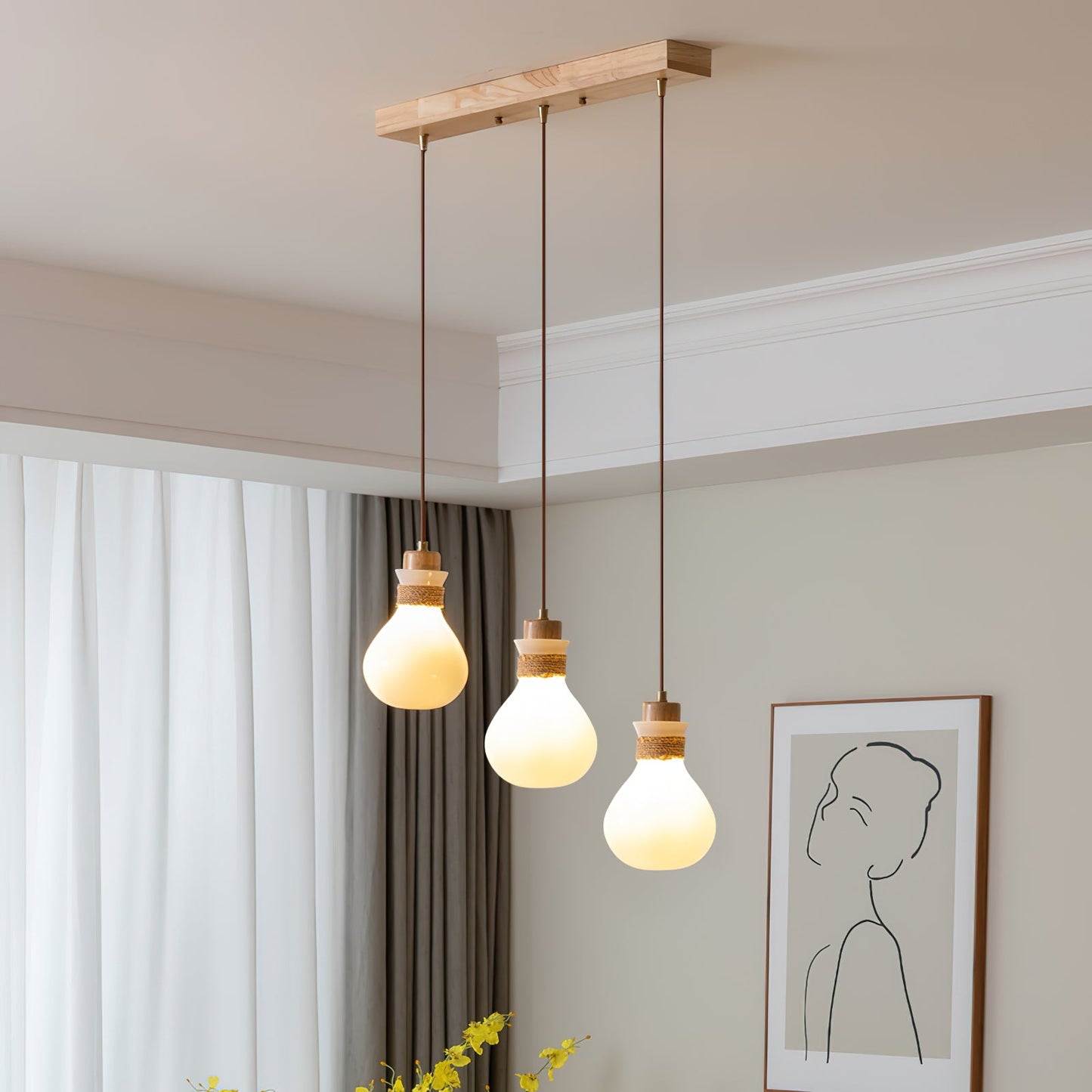 Hemp Rope Glass Pendant Lamp