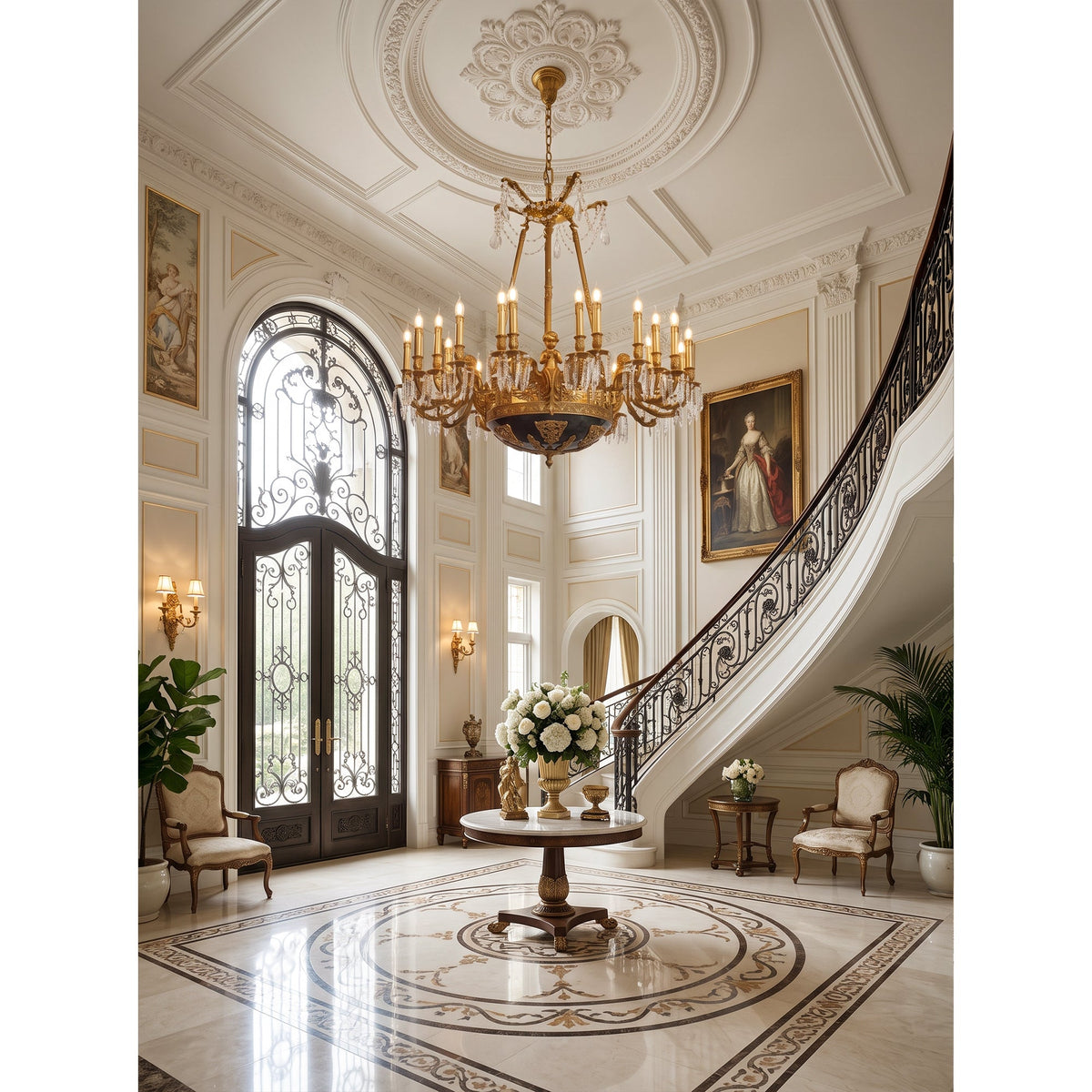 Henri Cherub Brass Chandelier