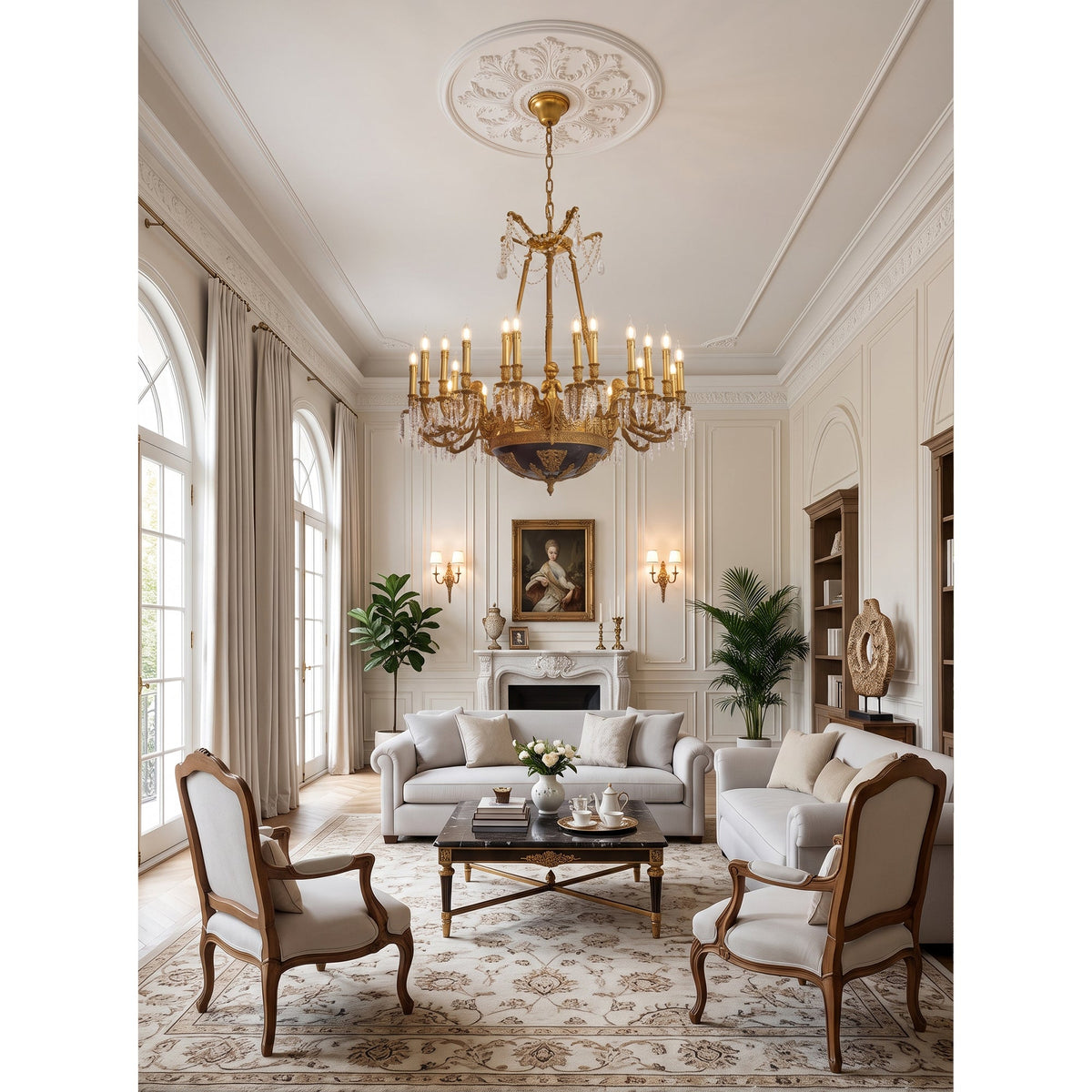 Henri Cherub Brass Chandelier