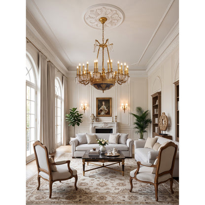 Henri Cherub Brass Chandelier