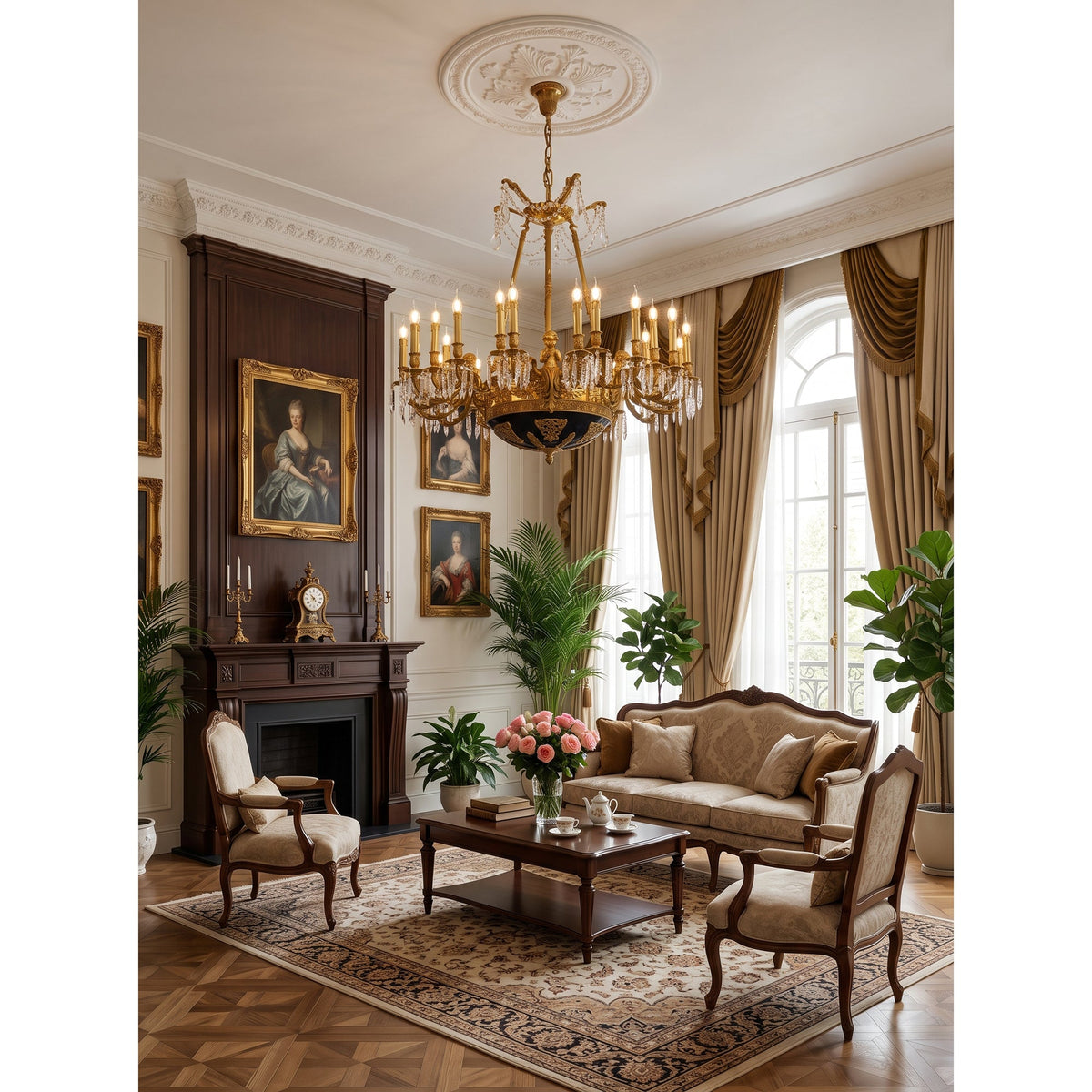 Henri Cherub Brass Chandelier