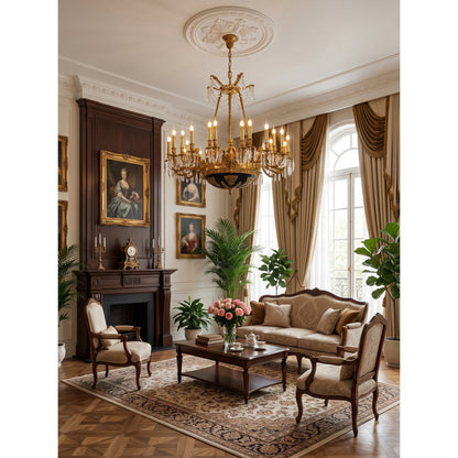 Henri Cherub Brass Chandelier