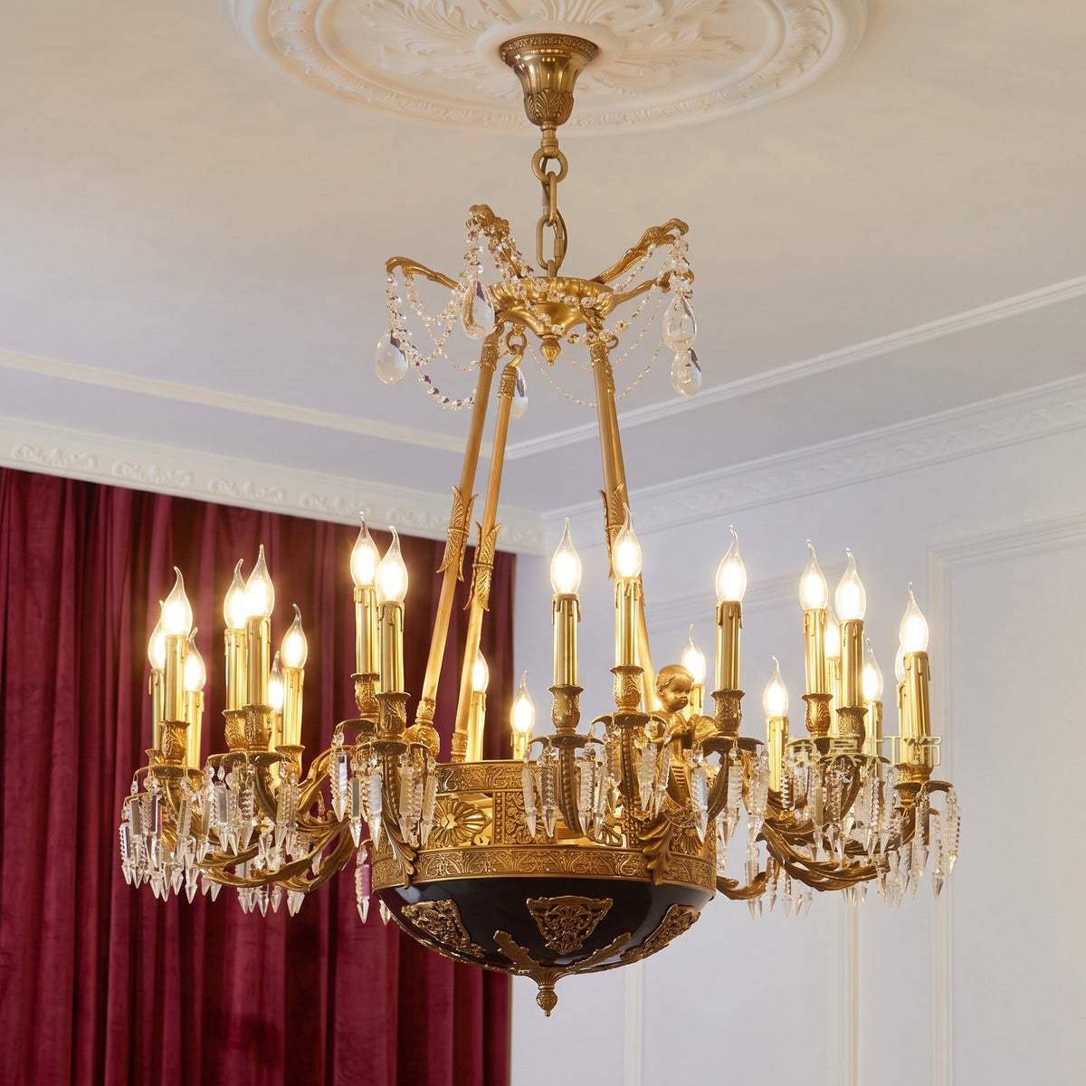Henri Cherub Brass Chandelier