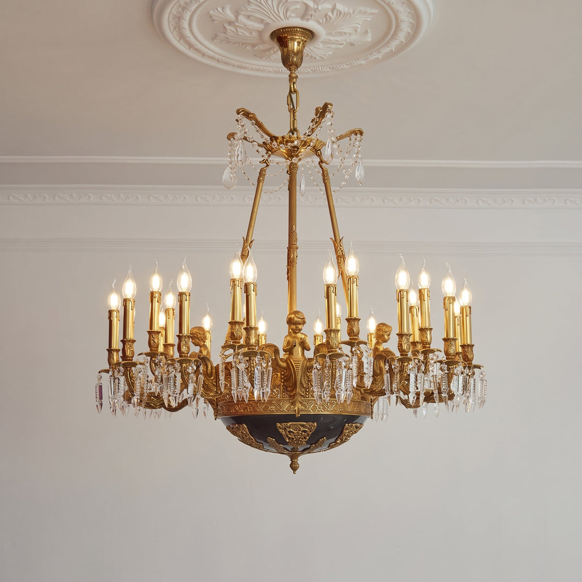 Henri Cherub Brass Chandelier