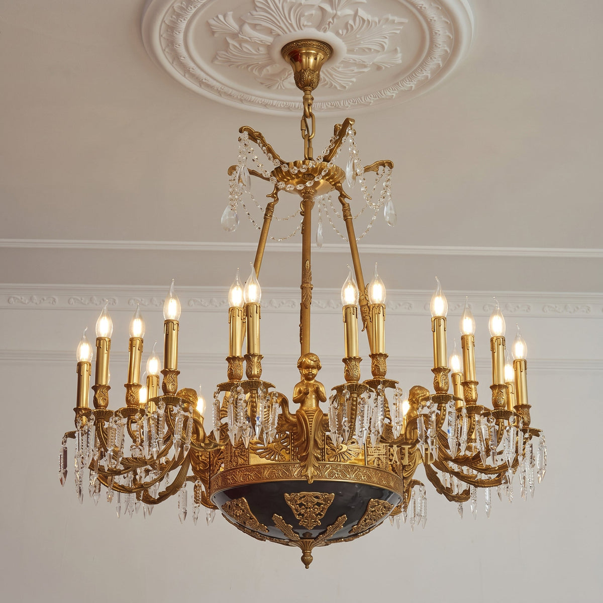 Henri Cherub Brass Chandelier
