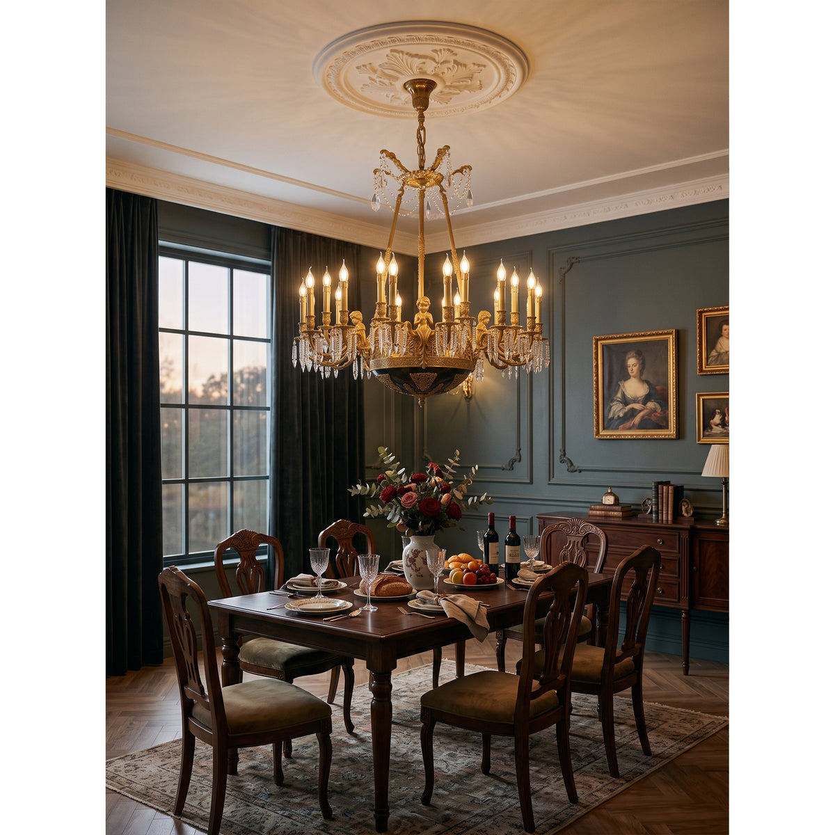 Henri Cherub Brass Chandelier