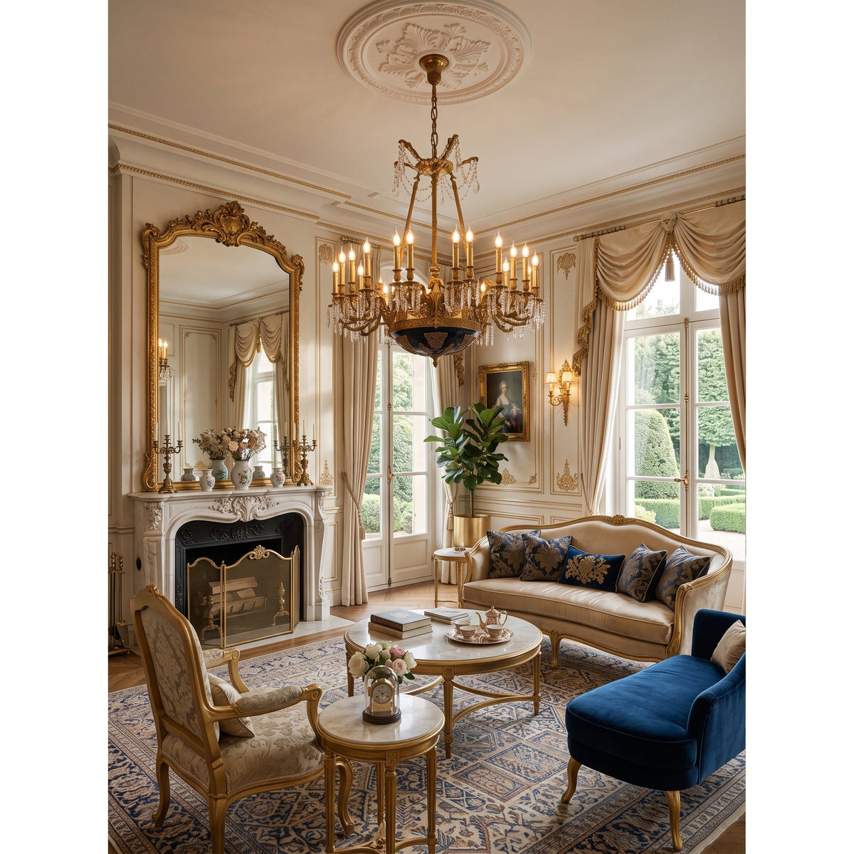 Henri Cherub Brass Chandelier