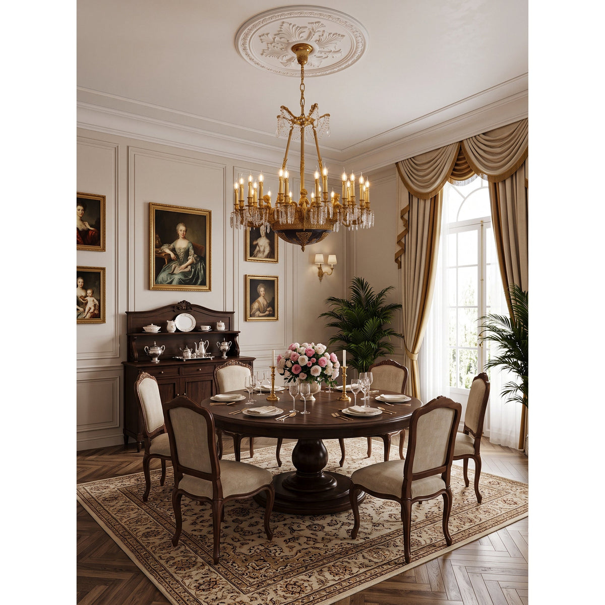Henri Cherub Brass Chandelier