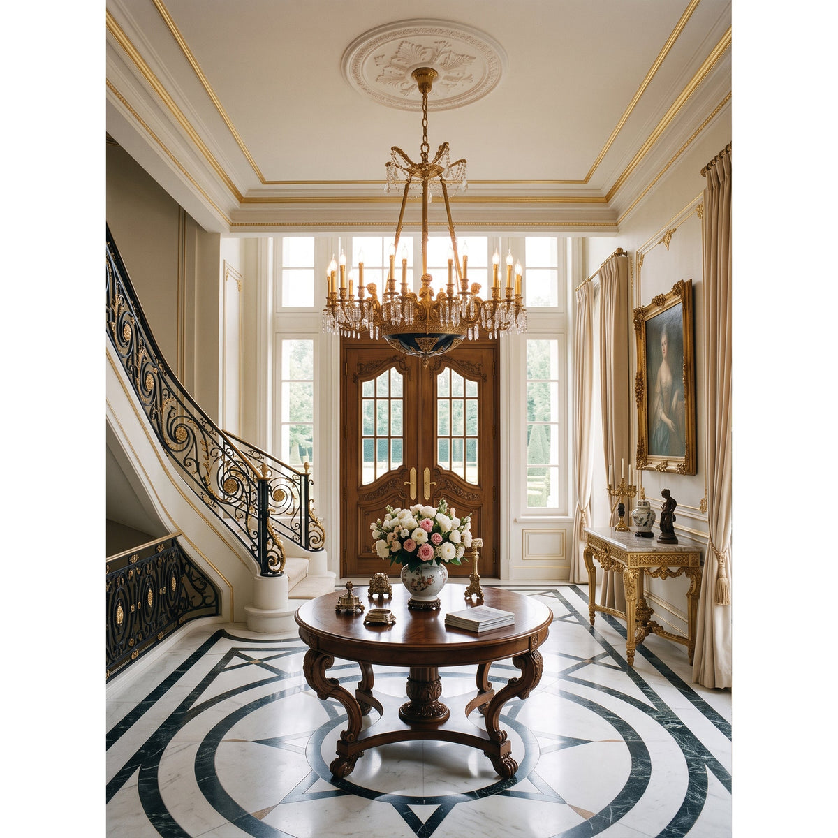 Henri Cherub Brass Chandelier
