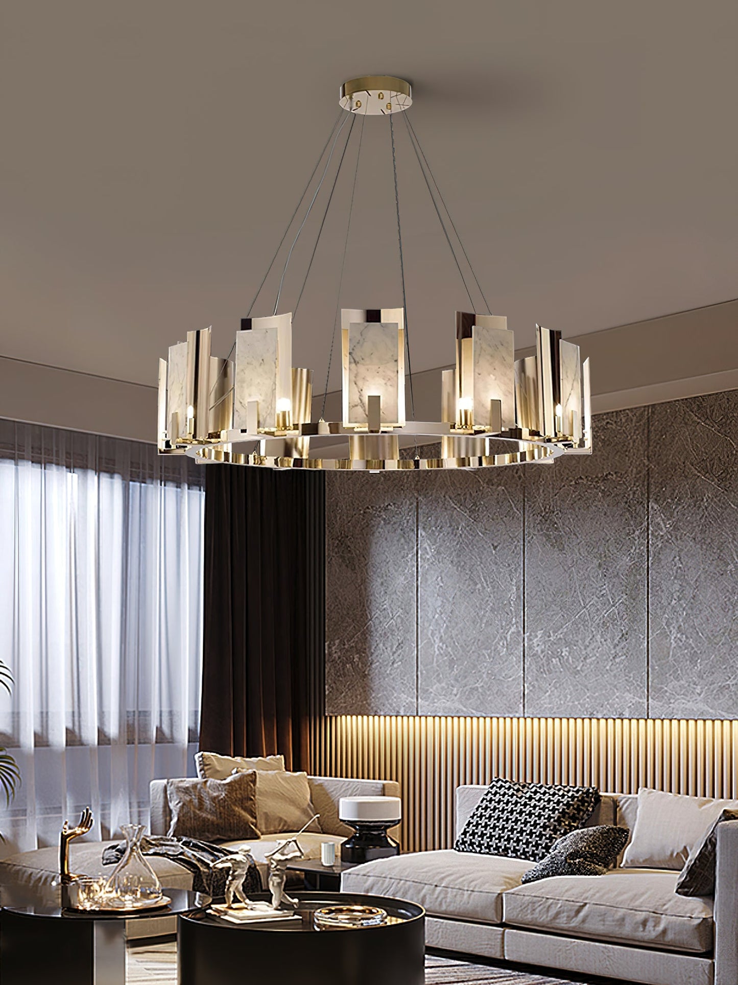 Jessie Alabaster Round Chandelier