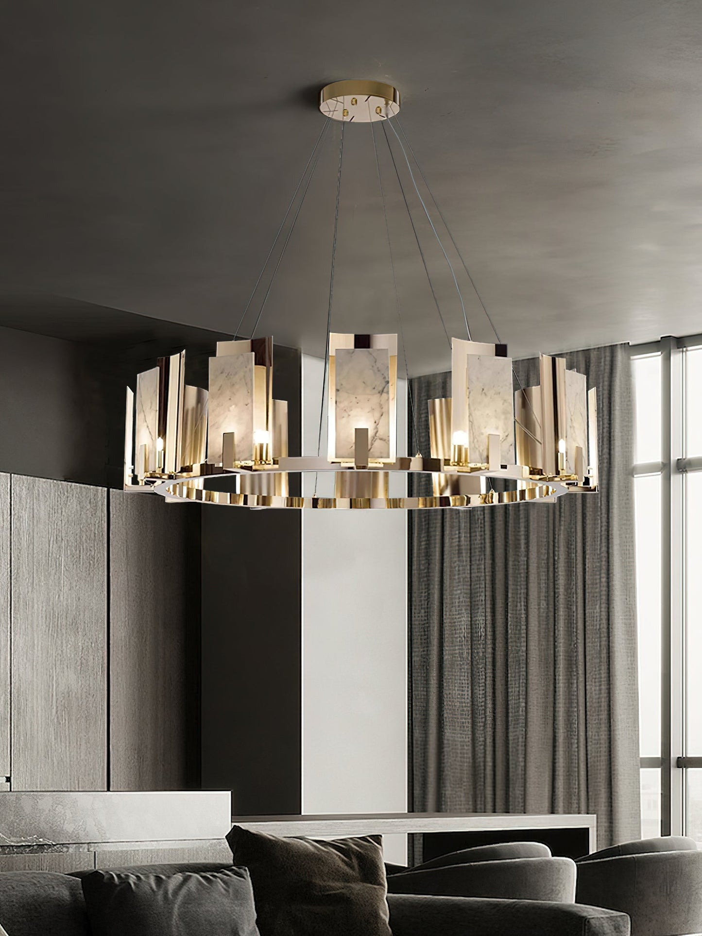 Jessie Alabaster Round Chandelier