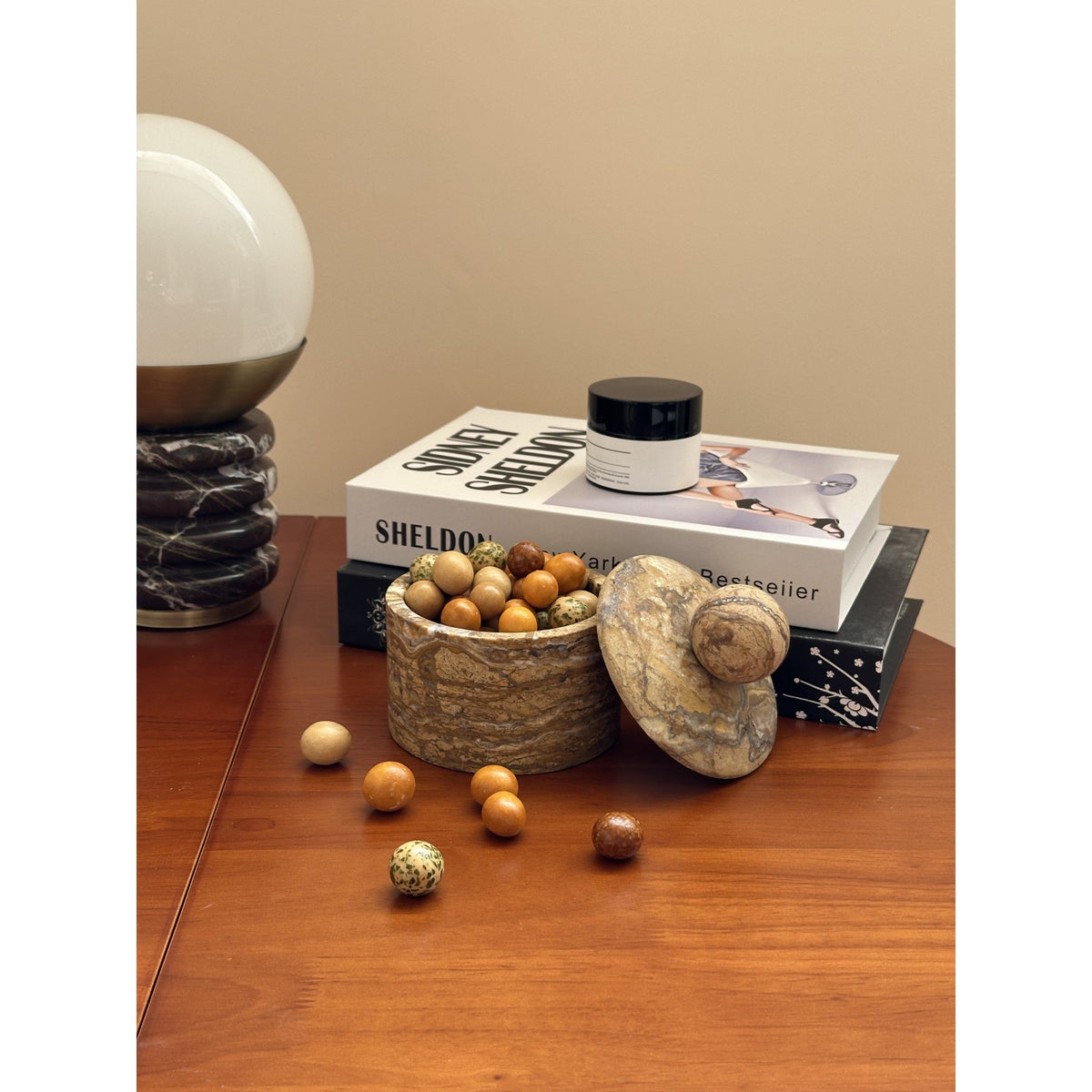 Brown Marble Sugar Bowl