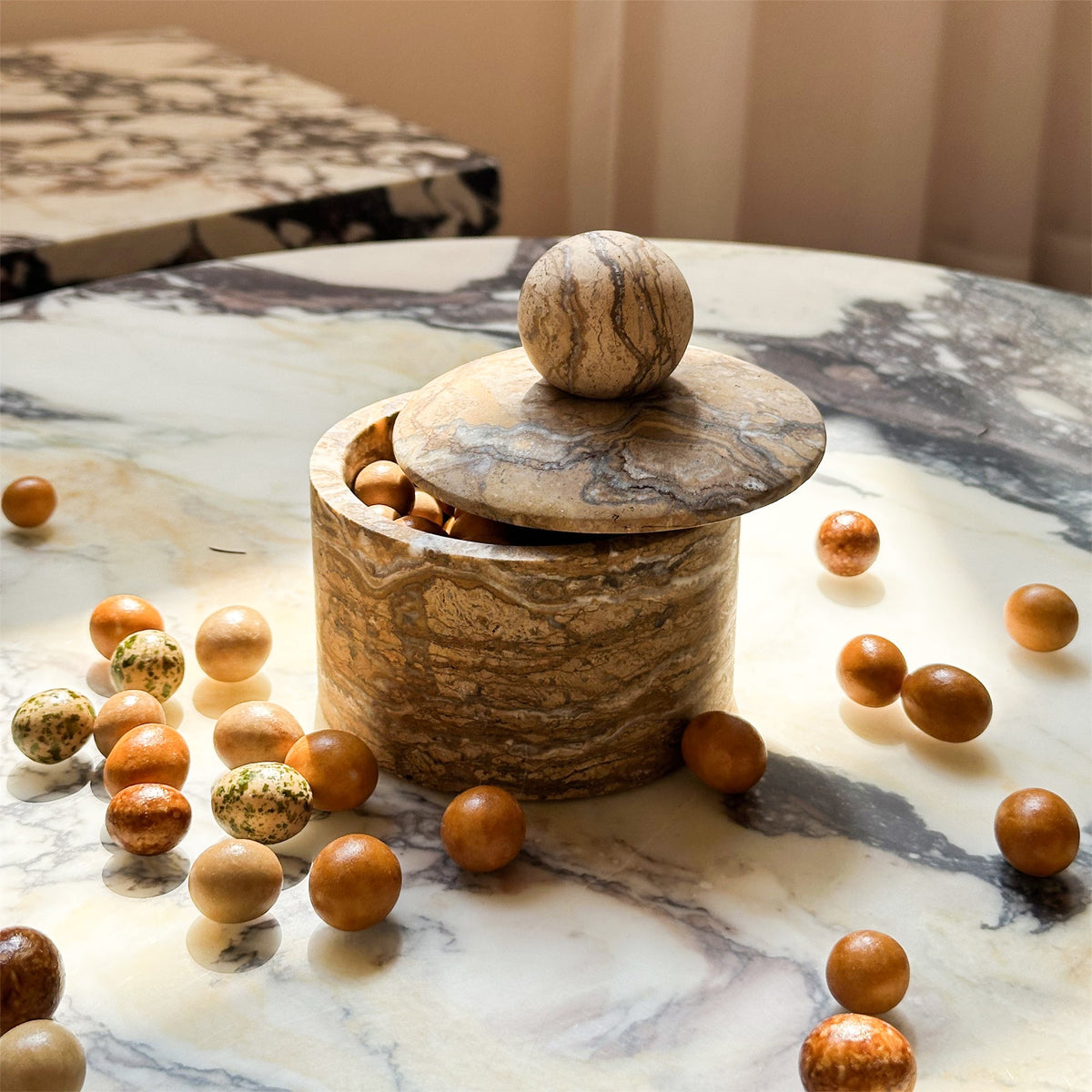Brown Marble Sugar Bowl