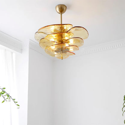 Lotus Leaf Layered Glass Chandelier