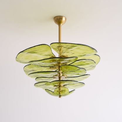 Lotus Leaf Layered Glass Chandelier
