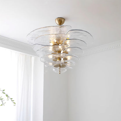 Lotus Leaf Layered Glass Chandelier
