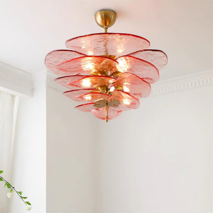 Lotus Leaf Layered Glass Chandelier