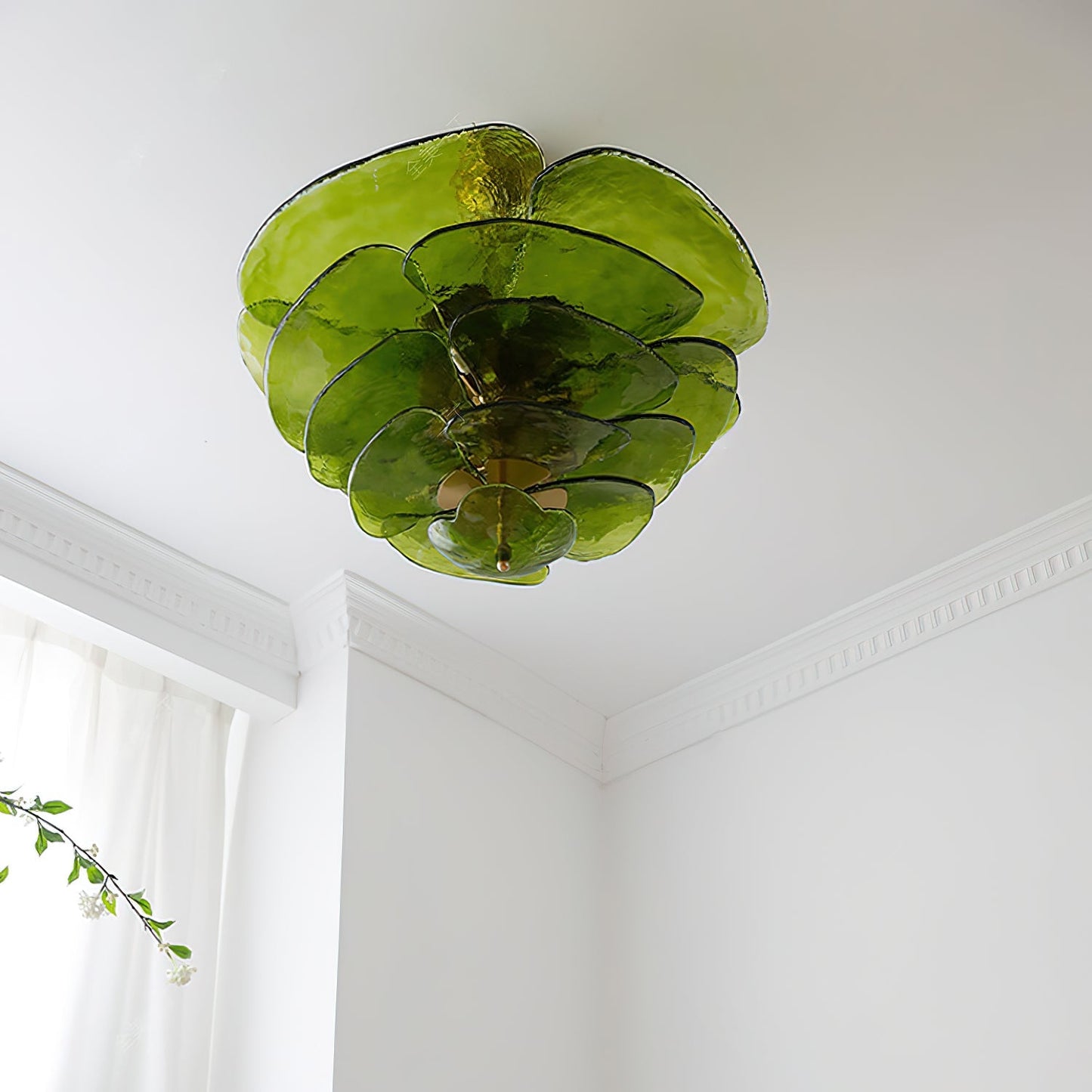 Lotus Leaf Layered Glass Chandelier
